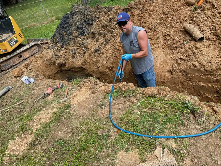SepticRooter™ excavating to locate a septic tank in Metro Atlanta, GA
